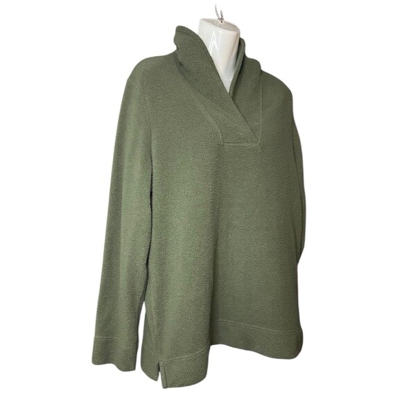 L.L. Bean Women's Size Large Olive Green Lightweight Fleece Pullover Sweater - Picture 2 of 5